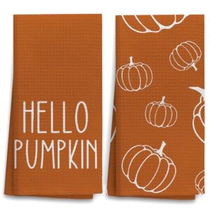 ohsul fall kitchen towels decor, autumn pumpkin decor, fall hand dish towels, fall autumn decor decorations for home, fall bathroom decor, housewarming gifts, set of 2