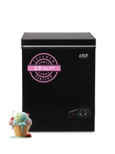 krib bling 3.5 cu.ft adjustable thermostat chest freezer with removable storage basket for house kitchen garage basement black