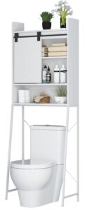 liggue over the toilet storage cabinet,3-tier above toilet storage cabinet,bathroom storage cabinet over toilet with sliding barn door for bathroom, restroom, laundry