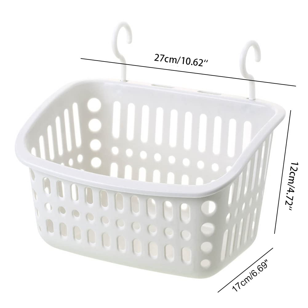 Hanging Storage Basket, Plastic Wall Laundry Basket Multifunctional Basket Container Holder For Organizing Clothes, Cosmetics, Books, Toys (White)