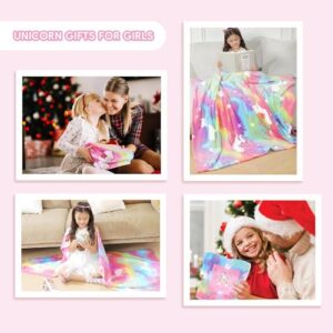 Unicorn Blanket Glow in The Dark Unicorn Throw Blanket Gifts for Girls 4-6 6-8 8-12 Super Soft Glow in The Dark Unicorn Baby Blanket Gifts for Girls Birthday 50''x60''