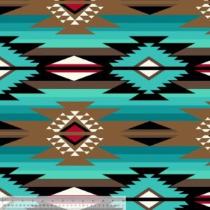 pico textiles 1 yard - teal raindance native american print fleece fabric - sold by the yard - ideal for sewing projects, scarves, no sew fleece throws and tie blankets