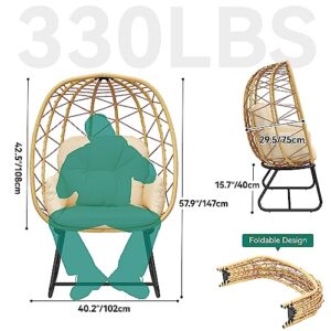 YITAHOME Egg Chair with Stand Outdoor Indoor Egg Lounge Chair with Cushion Wicker Chair PE Rattan Chair Included for Patio, Garden, Backyard, Porch, Beige