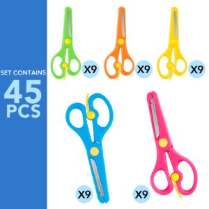 BURVAGY 45-Pack Preschool Training Scissors,Children Safety Scissors,Blunt Kids Craft Scissors,Pre-School Training Scissors,Art Craft Scissors…