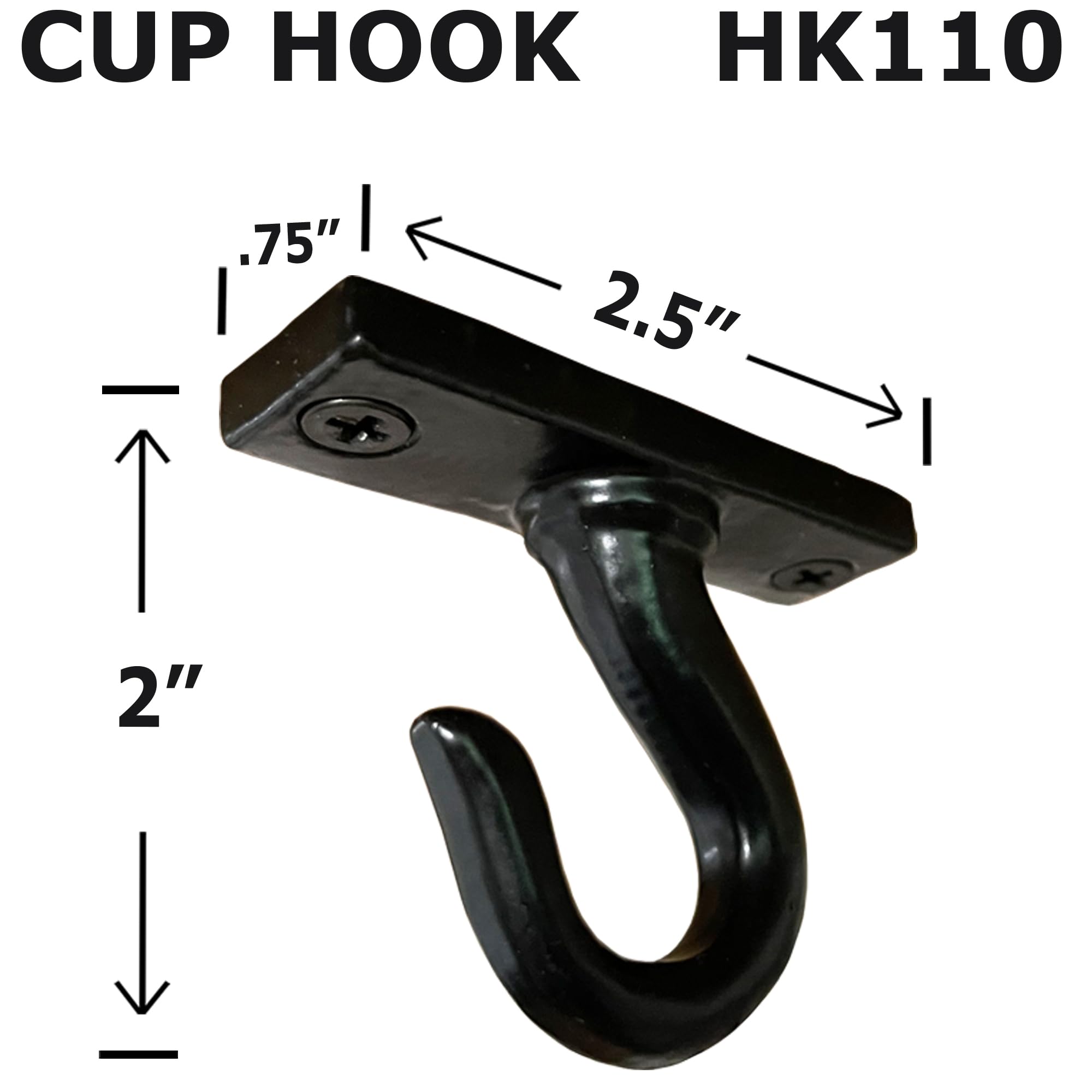 Antique Hardware Depot - 2.5”-Under Cabinet or Shelf Coffee Mug Holder – Cup Hooks Separator – Decorative Black Iron Hangers - Create Rack Under Counter or Wall – Cups, Keys, & Utensils (4-Hooks)