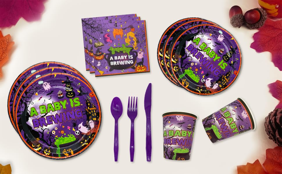 Halloween Baby Shower Party Supplies A Baby is Brewing Baby Shower Decorations Hocus Pocus Baby Shower Decorations Hocus Pocus Plates and Napkins Hocus Pocus Party Supplies