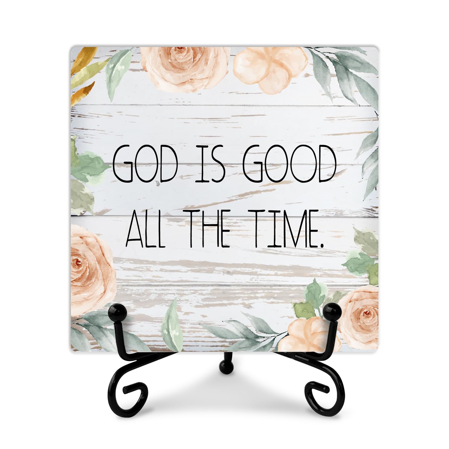 Christian Scripture Desk Decor Gift, Desk Wood Plaque with Stand, God is Good All The Time, Motivational Desk Wood Sign for Women Men Friend Family Teen colleagues School Home Office-a11