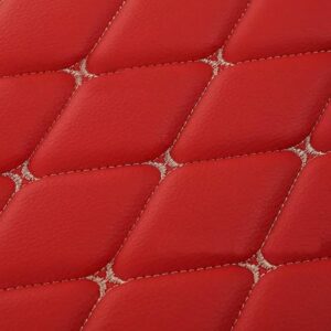 LANOBA Quilted Foam Vinyl Fabric Faux Leather Thick Sponge Backing DIY Upholstery headboard Car Headliner Furniture, 39" x 60", Diamond 2" x 3" (Red)