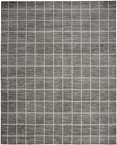 Nourison Serenity Home Contemporary Grey Ivory 7'10" x 9'10" Area -rug, Easy -cleaning, Non Shedding, Bed Room, Living Room, Dining Room, Backyard, Deck, Patio (8x10)