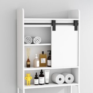 Liggue Over The Toilet Storage Cabinet,3-Tier Above Toilet Storage Cabinet,Bathroom Storage Cabinet Over Toilet with Sliding Barn Door for Bathroom, Restroom, Laundry