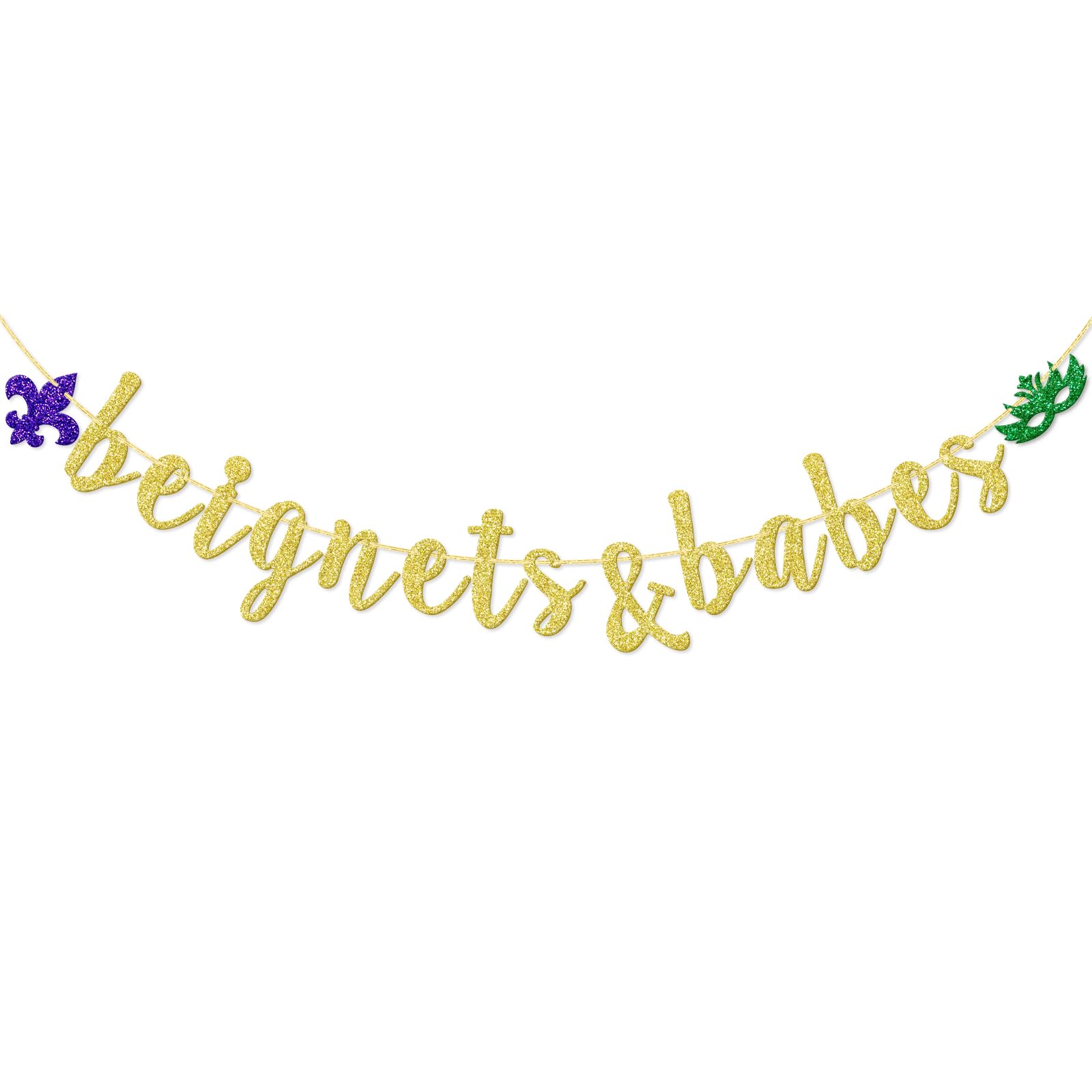 Beignets & Babes Banner, Nola Bachelorette Party Decorations, New Orleans Bachelorette Decorations, Pre-Strung Supplies for Beignets and Besties, Bridal Showers, Gold Glitter