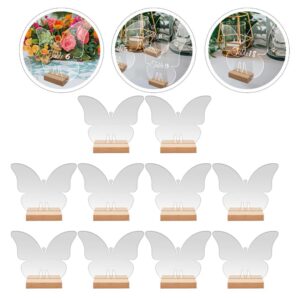 Gadpiparty 10 Sets Butterfly Shaped Clear Acrylic Place Cards Blank Wedding Signs Seating Cards with Holder Sublimation DIY Butterfly Table Number Decor Party Supplies