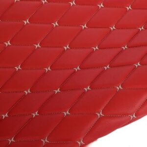 LANOBA Quilted Foam Vinyl Fabric Faux Leather Thick Sponge Backing DIY Upholstery headboard Car Headliner Furniture, 39" x 60", Diamond 2" x 3" (Red)