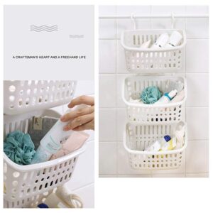 Hanging Storage Basket, Plastic Wall Laundry Basket Multifunctional Basket Container Holder For Organizing Clothes, Cosmetics, Books, Toys (White)