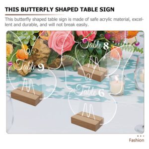 Gadpiparty 10 Sets Butterfly Shaped Clear Acrylic Place Cards Blank Wedding Signs Seating Cards with Holder Sublimation DIY Butterfly Table Number Decor Party Supplies