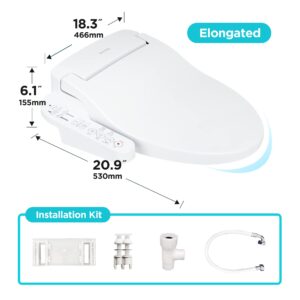 Blooming NB-1360E Bidet Toilet Seat, Warm Water with Stainless Steel Nozzle, Warm Air Dryer, Heated Toilet Seat, Sittable Lid, Nightlight, Fits Elongated Toilets, White (Elongated)