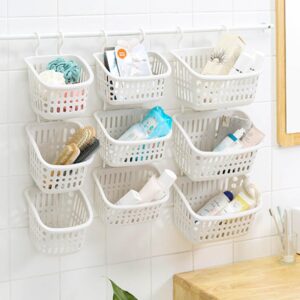 Hanging Storage Basket, Plastic Wall Laundry Basket Multifunctional Basket Container Holder For Organizing Clothes, Cosmetics, Books, Toys (White)