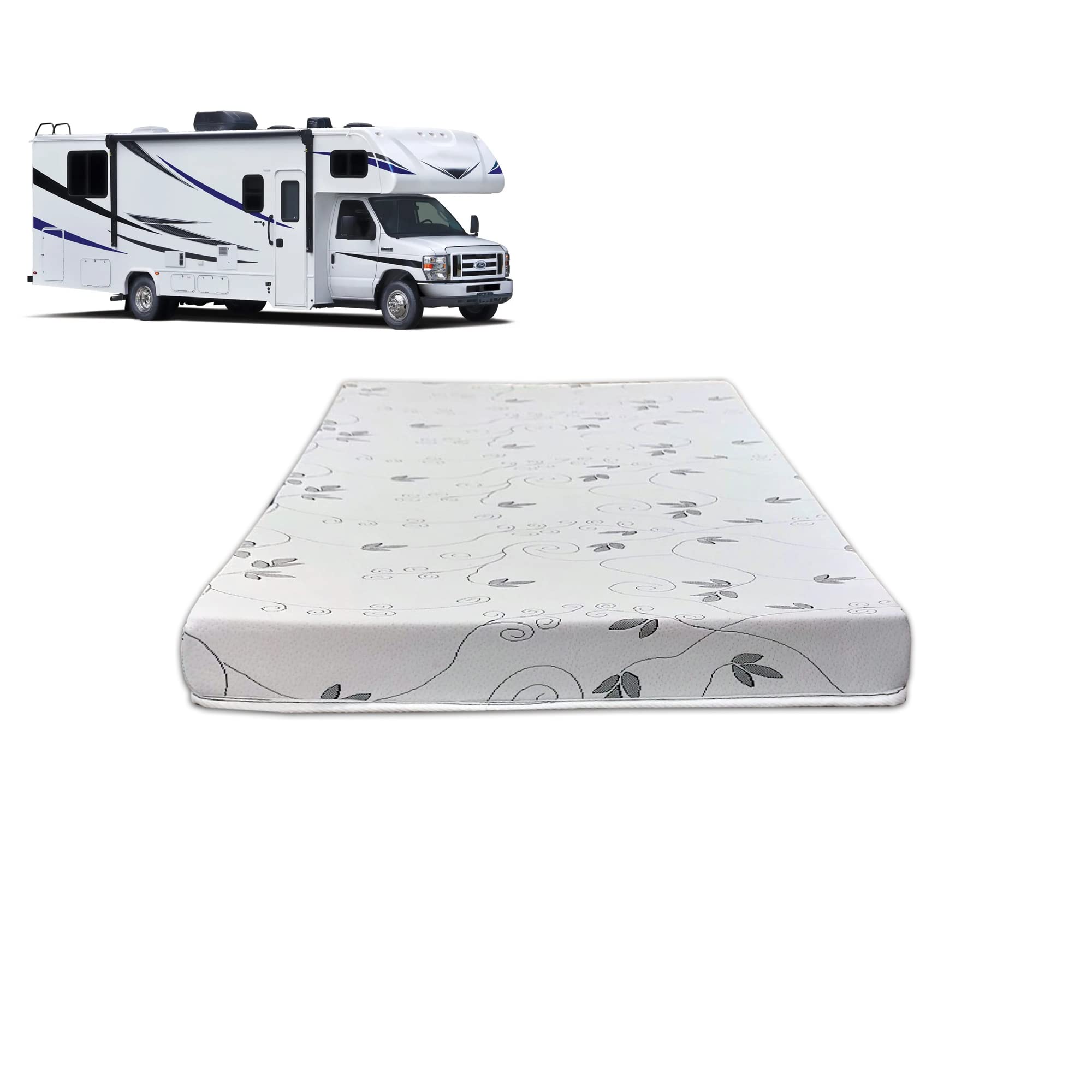 Treaton, 4-Inch High-Density Cooling Gel Memory Foam RV Mattress Replacement, Medium Firm, Good for Trailers, Camper Vans and Other Furniture Application, Twin, White