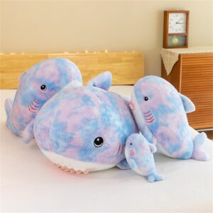 KOJAGARRI Plush Rainbow Shark Dolls,Very Soft Colorful Whale Shark Hugging Pillow，Cute Plush Doll Fish Plush Toy，Birthday, 11 inch