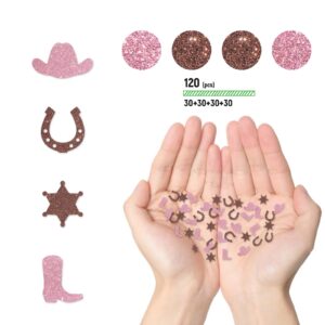 Helewilk Glitter Cowgirl Confetti, Western Theme Birthday/Baby Shower/Wedding/Bachelorette Party Table Decorations, Wild West Kids Girls Birthday Party Scatters Confetti, Let's Go Girls Party DIY