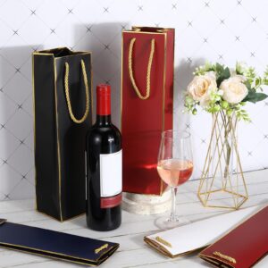 Fumete 20 Pcs Wine Bags 3.7 x 3.5 x 13.8 Wine Gift Bags Bulk Wine Bottle Gift Bags Paper Gift Bags with Handles Appreciation Gift Bags for Wedding Party Anniversary