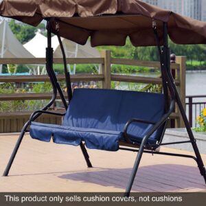 Patio Swing Cushion Cover Replacement, Waterproof Swing Seat Cover, Outdoor 3 Seater Covers for Courtyard Garden Swing Chair Protection Cushions, 59.1x19.7x3.9In(Dark Blue)