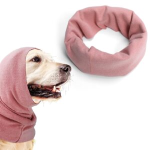 dog warm neck & quiet ear covers for ear protection, calming ear muffs for dogs/cats - hood for anxiety relief/calming/warm/ (pink earmuffs)