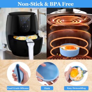 XANGNIER Silicone Air Fryer Egg Mold,3 Pcs Reusable Nonstick Egg Bites Pan-Alternative to Microwave Egg Cooker/Sous Vide Egg Bite Maker,BPA Free,Dishwasher Safe,Air Fryer Accessories,Blue