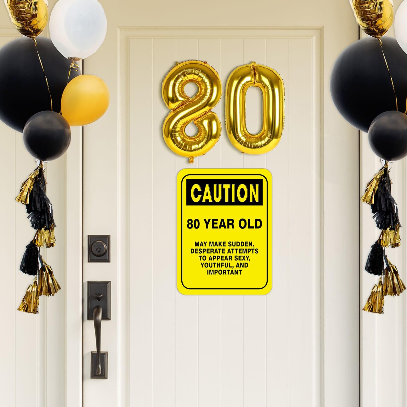 WERNNSAI 80th Birthday Decorations - 9 PCs 80s Old Zone Party Decorations, Funny Yard Banner for Grandma Grandpa, Table Centerpieces Door Wall Windows Signs Photo Booth Props for Men Women, Happy Bday Decor