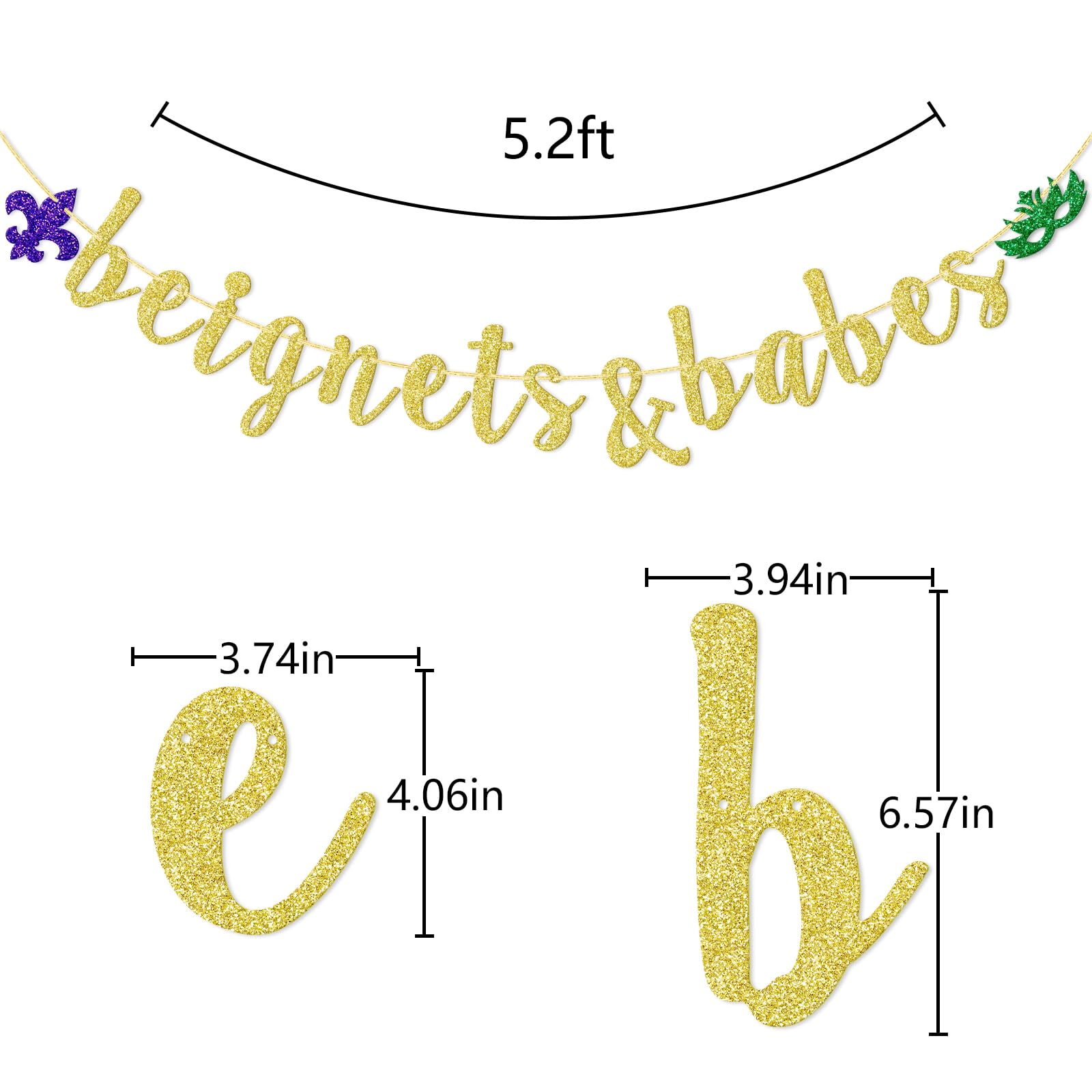 Beignets & Babes Banner, Nola Bachelorette Party Decorations, New Orleans Bachelorette Decorations, Pre-Strung Supplies for Beignets and Besties, Bridal Showers, Gold Glitter