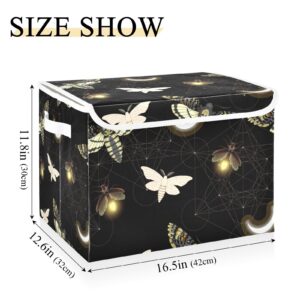 ALAZA Storage Bins Organizer Box Baskets Lidded Clothes for Shelves Closet Death Moth Butterfly Collapsible Stackable Storage Cubes Handles