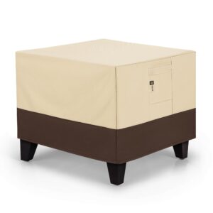 arcedo square outdoor ottoman cover, waterproof coffee table cover, patio side table cover, patio ottoman cover for outdoor furniture, 26”l x 26”w x 18”h, durable and stylish, beige and brown