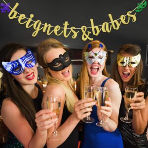 Beignets & Babes Banner, Nola Bachelorette Party Decorations, New Orleans Bachelorette Decorations, Pre-Strung Supplies for Beignets and Besties, Bridal Showers, Gold Glitter