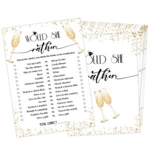 would she rather - bridal shower game, wedding shower and bachelorette party - set of 30 cards, gold champagne bridal wedding party game cards for guests, bridal shower party decorations-ln1