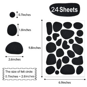 24 Sheets Black Adhesive Felt Circles Self Adhesive Felt Pads Irregular Felt Spotty Dog Style Felt 576 Pieces Small Dalmatian Dots Felt Stickers for Adult Kids Halloween Party DIY Projects Costume