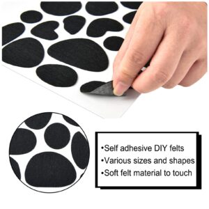 24 Sheets Black Adhesive Felt Circles Self Adhesive Felt Pads Irregular Felt Spotty Dog Style Felt 576 Pieces Small Dalmatian Dots Felt Stickers for Adult Kids Halloween Party DIY Projects Costume