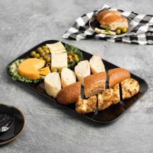 Blue Sky Organic Black Disposable Rectangular Trays - 1 Count, 18"x11" | Elegant Plastic Serveware & Sturdy Party Essentials