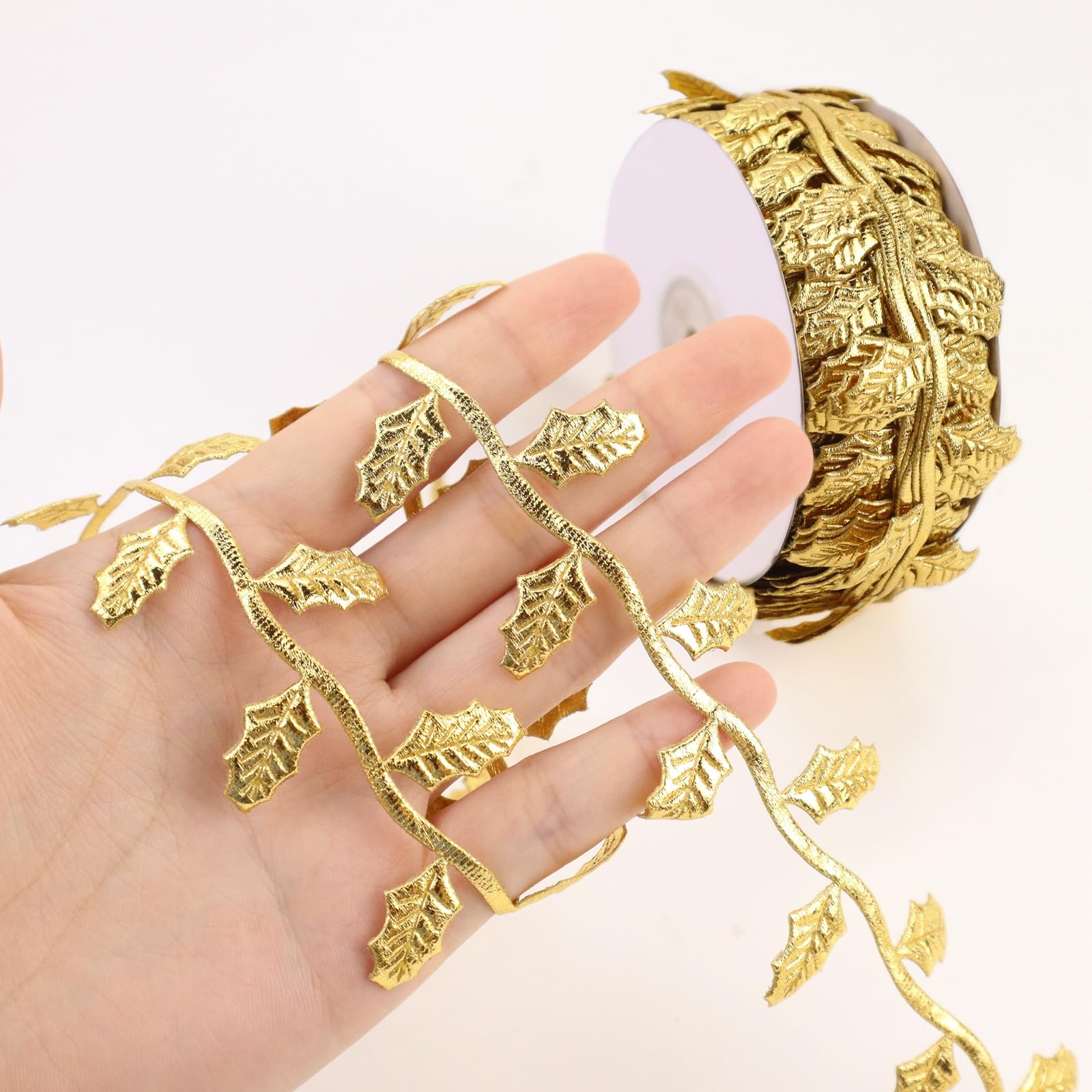 Gold Leaf Ribbon 10Yards Leaves Trim Rope Artificial Leaf Ribbon for Garland Gift Wrapping Party Wedding Home Decorations