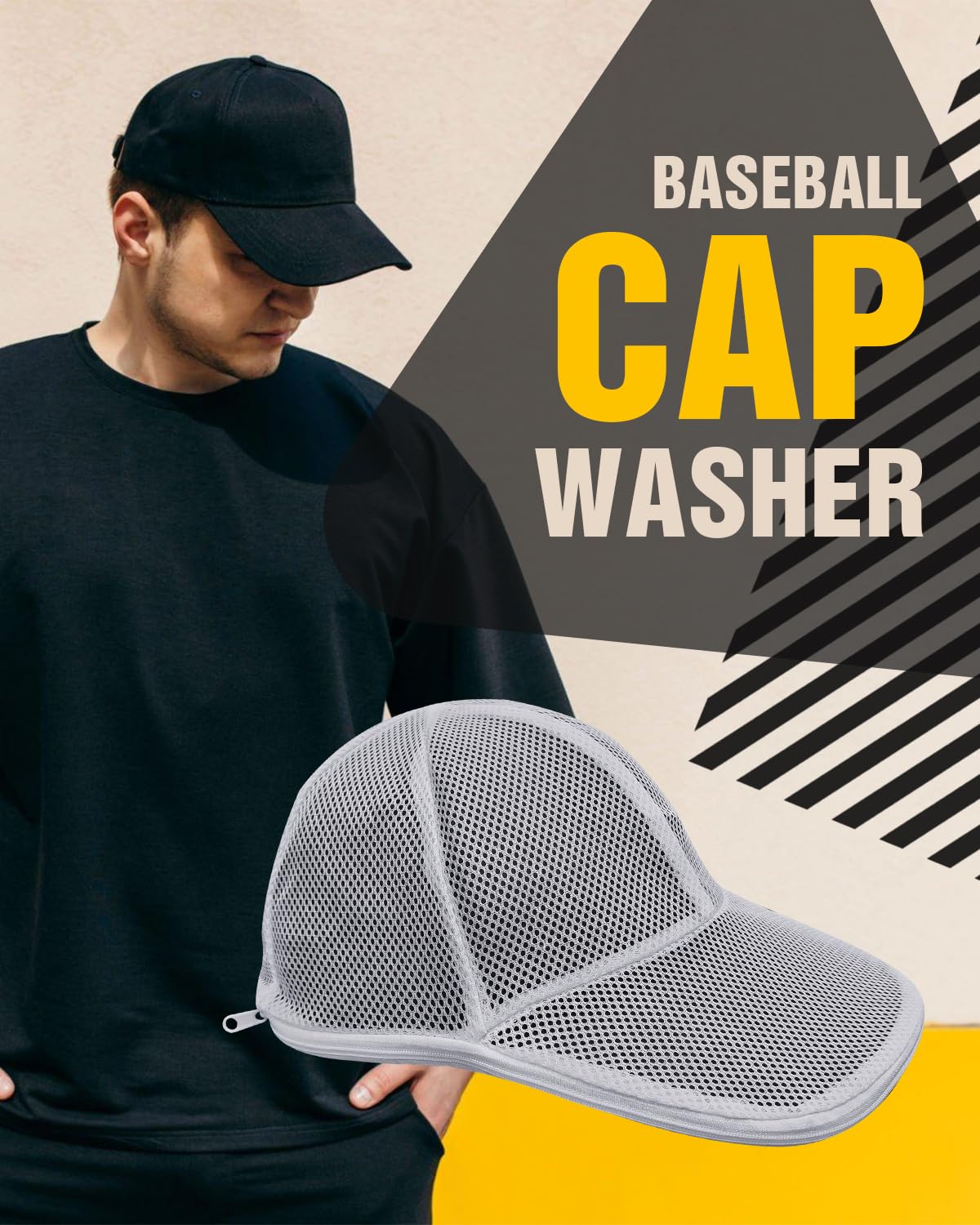 iyes.top Hat Washer for Baseball Caps, Collapsible Ball Hat Cleaner Cage for Washing Machine & Dishwasher - Ballcap Shaper Protector Holder with Rack Frame for Laundry