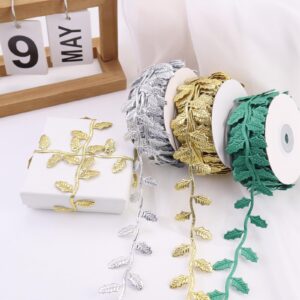 Gold Leaf Ribbon 10Yards Leaves Trim Rope Artificial Leaf Ribbon for Garland Gift Wrapping Party Wedding Home Decorations