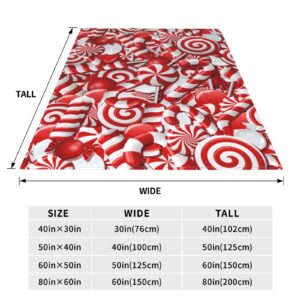 Christmas Swirl Candy Fleece Throw Blanket Red and White Sweet Xmas Soft Flannel Plush Lightweight Warm Cozy Blanket for Bed Couch Sofa Travel 50"X40"