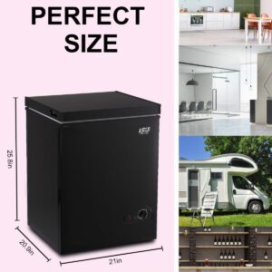 KRIB BLING 3.5 cu.ft Adjustable Thermostat Chest Freezer with Removable Storage Basket for House Kitchen Garage Basement Black