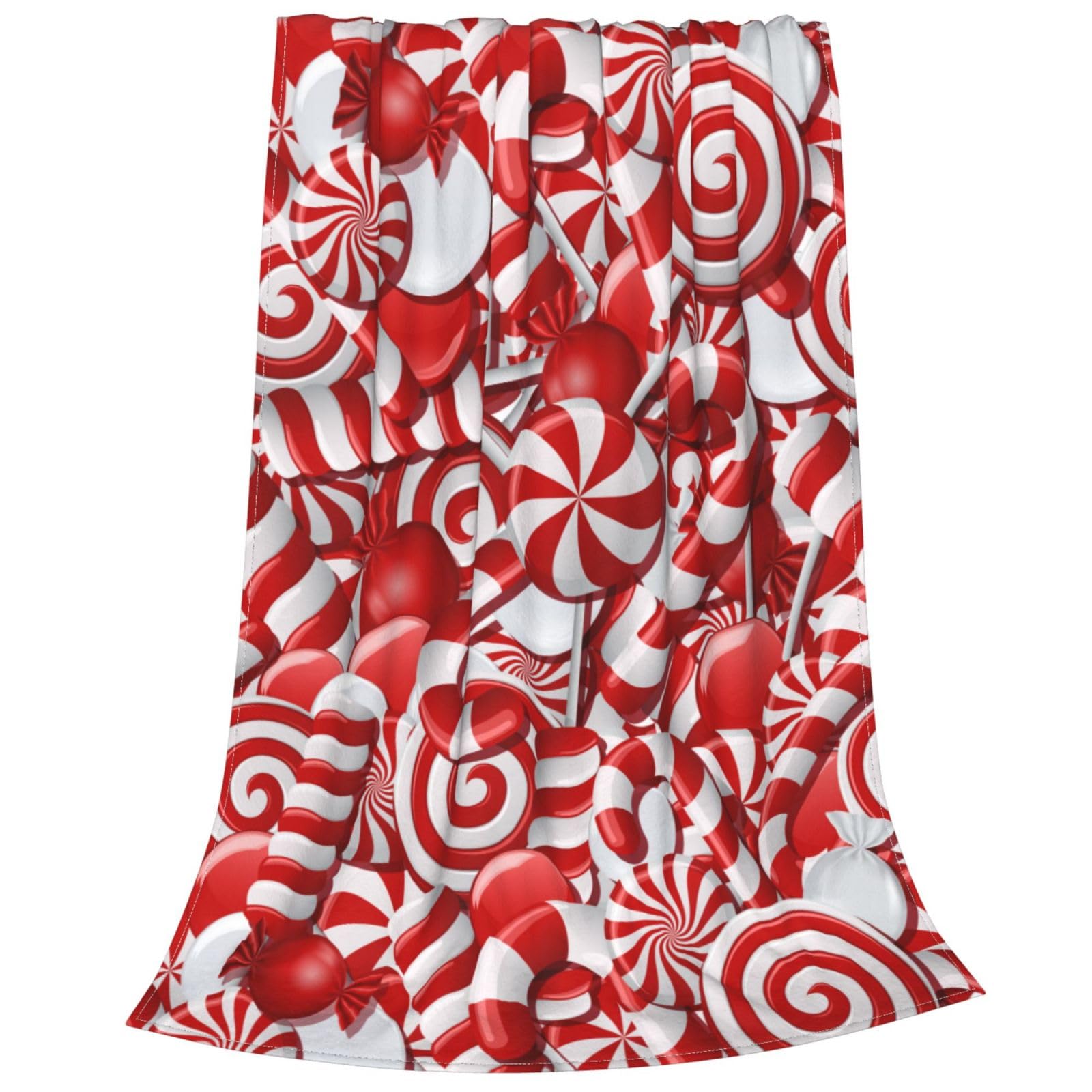 Christmas Swirl Candy Fleece Throw Blanket Red and White Sweet Xmas Soft Flannel Plush Lightweight Warm Cozy Blanket for Bed Couch Sofa Travel 50"X40"