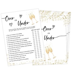 over or under game bridal shower games, wedding shower and bachelorette party - set of 30 cards, gold champagne bridal wedding activities game cards for guests, bridal shower party decorations-li1