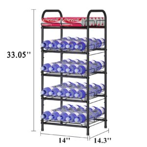 GILLAS 5 Tier Water Bottle Storage Rack,Metal Beverage Can Rack,Large Capacity Bottled Rack Water Bottle Holder Stand for Cabinet,Countertop Kitchen,Party ,Black