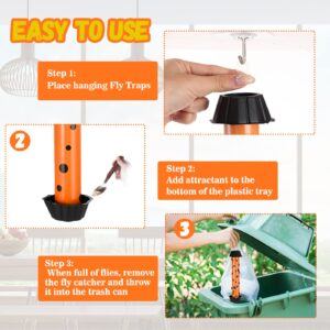 Qualirey Fruit Fly Traps for Indoors Hanging Fly Traps Outdoor Sticky Gnat Traps for House Indoor Gnats Killer Indoor Trap Tubes Disposable Fly Stick for Mosquito Flying Insect Bug Control (6 Pcs)