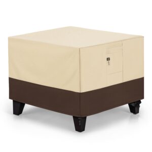 arcedo square outdoor ottoman cover, waterproof coffee table cover, durable patio side table cover, patio ottoman cover for outdoor furniture, 32”l x 32”w x 18”h, beige and brown