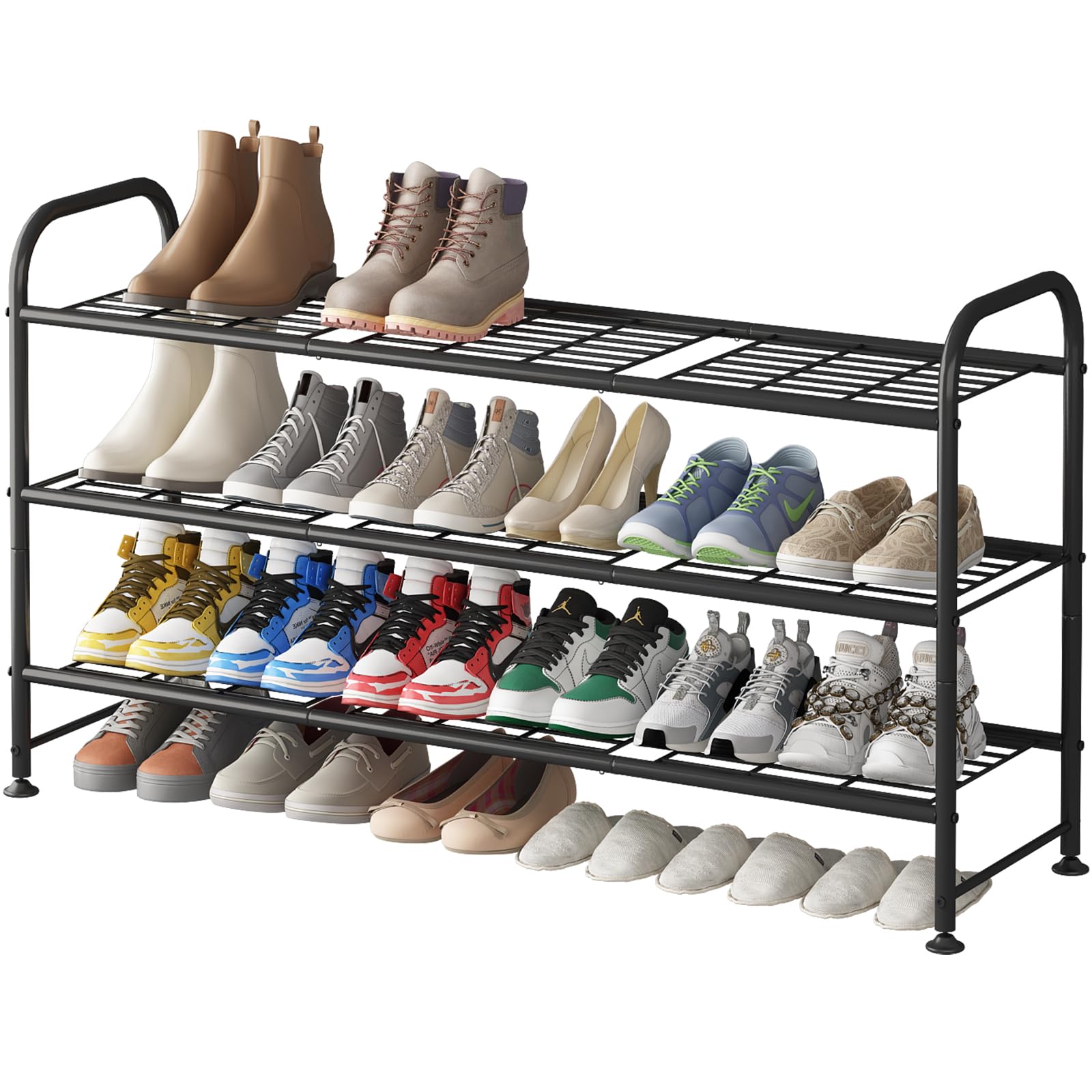 LINZINAR Shoe Rack 3 Tier Storage Organizer for Closet Entryway Metal Black