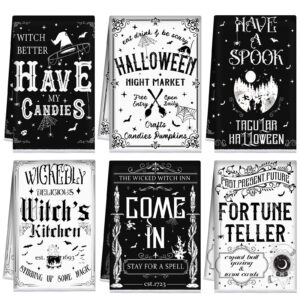 6 pcs halloween kitchen towel set witch horror proverbial dish towel spooky ghost hand towel for home kitchen cooking baking tea towels