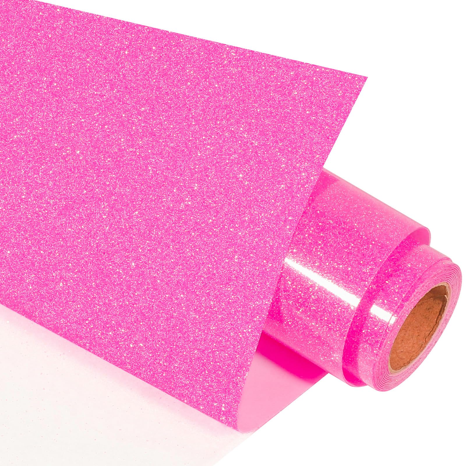 VINYL FROG Glitter HTV Vinyl 10" x5ft Heat Transfer Vinyl Roll Hot Pink Iron on Vinyl Sparkle Heat Press Vinyl for T-Shirts Gift Designs